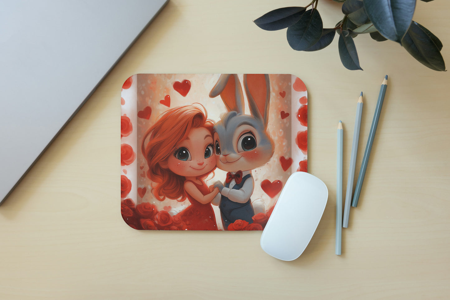 Rabbit love mouse pad