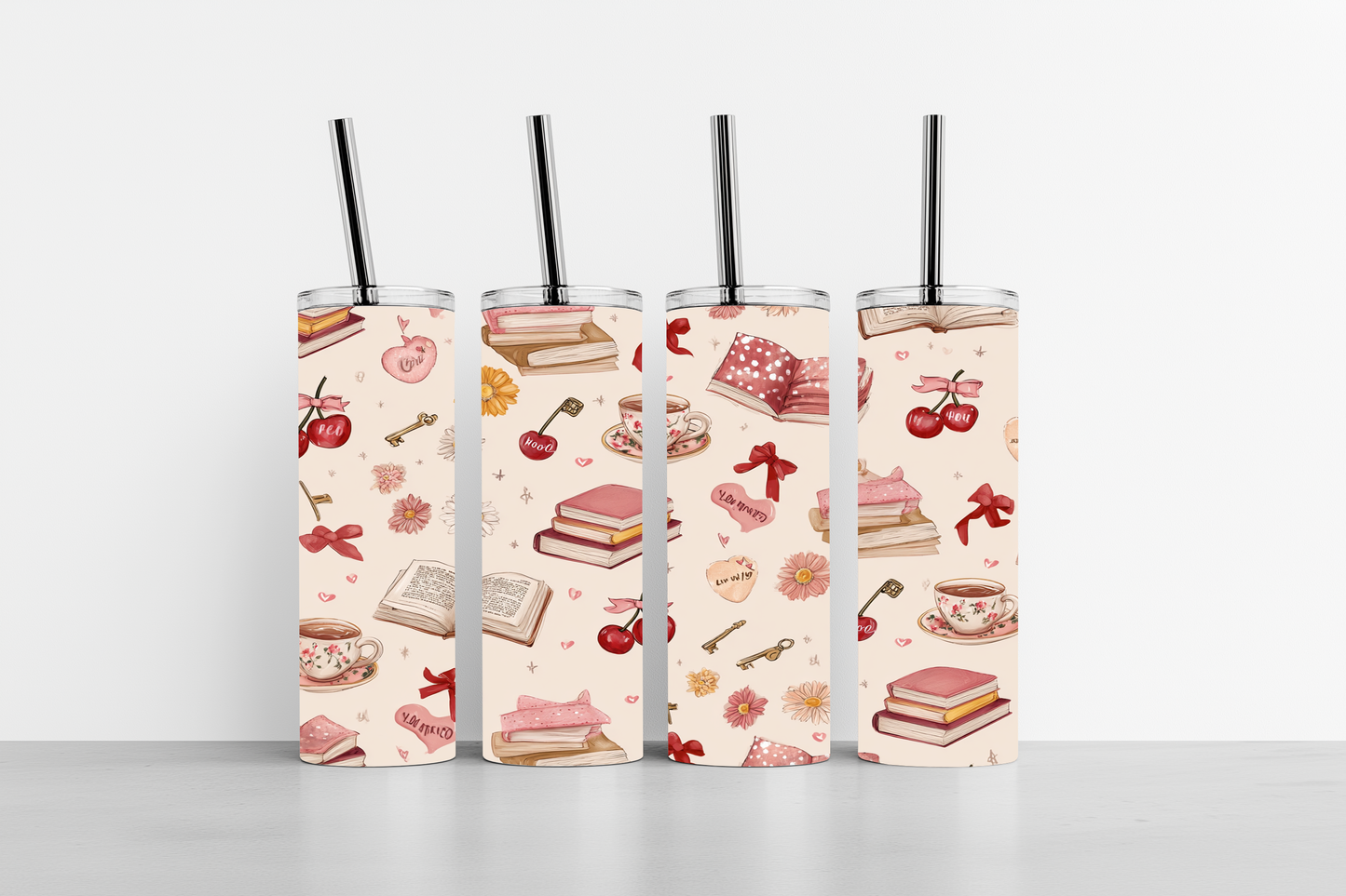 Book Lover's Pattern 20oz skinny tumbler