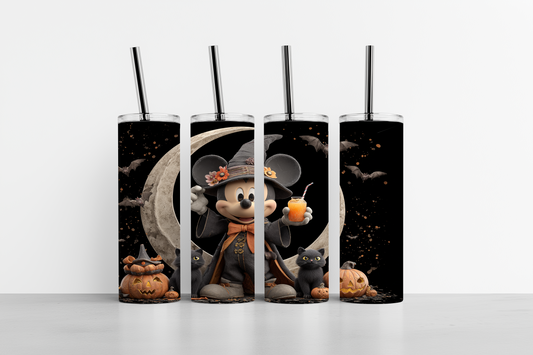 Cute black mouse 20oz skinny tumbler