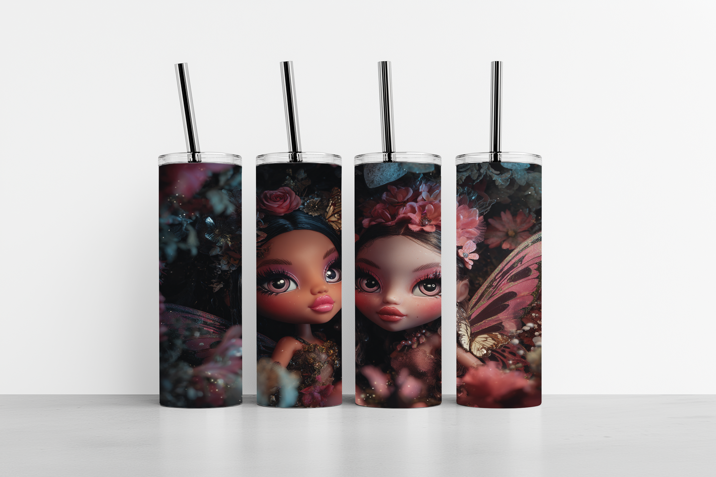Floral Fairies 02 20oz skinny tumbler