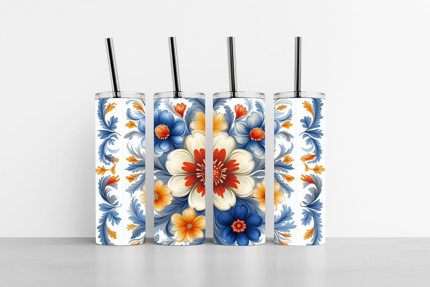 Flower pattern 20oz skinny tumbler