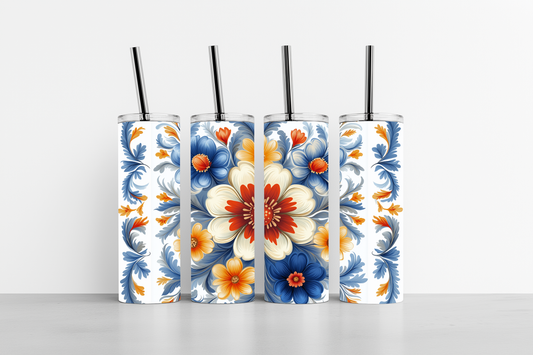 Flower pattern 20oz skinny tumbler