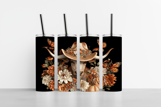 Longhorn in a Cowboy Train 20oz skinny tumbler