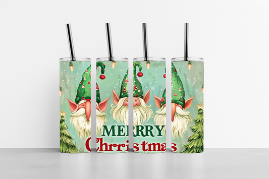 Merry Christmas Gnomes Train 20oz skinny tumbler