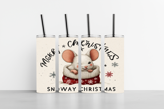 Merry Christmas Mouse Train 20oz skinny tumbler