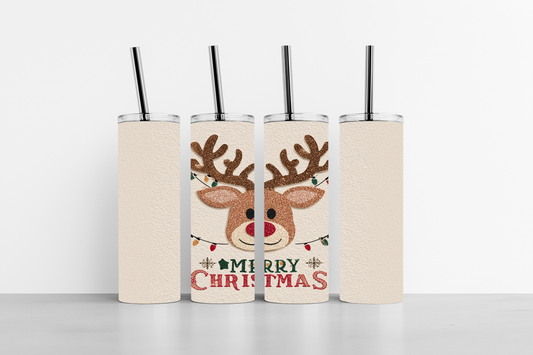 Reindeer Christmas 20oz skinny tumbler