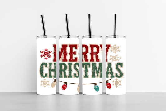 Snowy Merry Christmas 20oz skinny tumbler