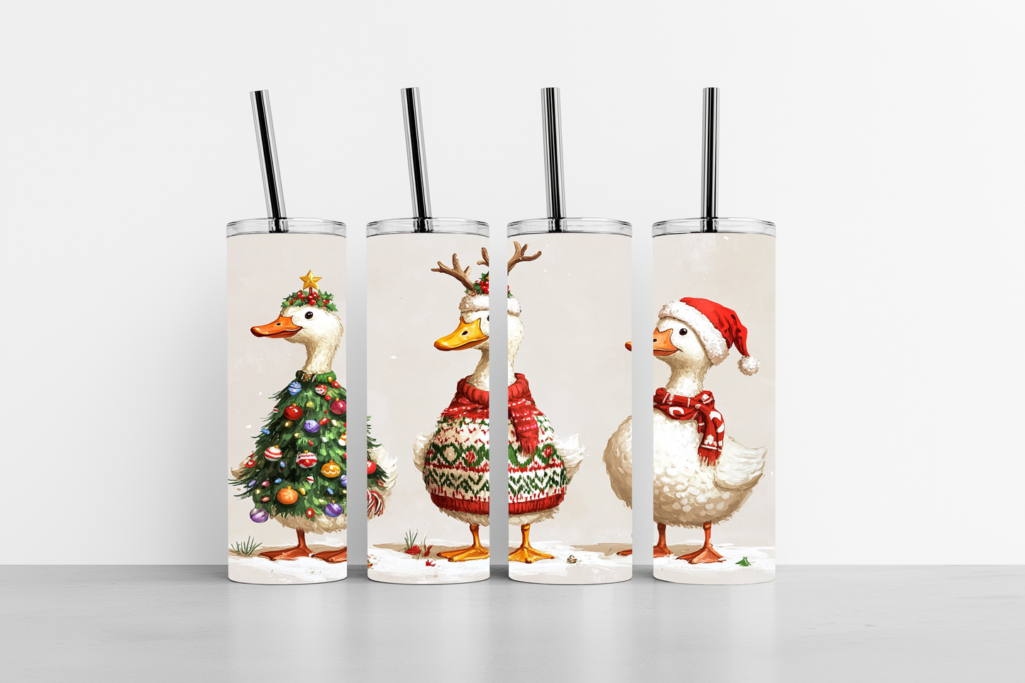 The Three Christmas Ducks 20oz skinny tumbler