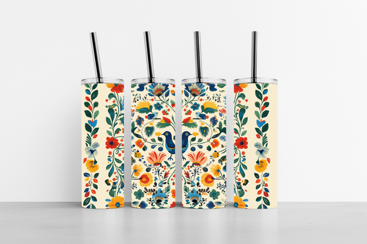 Folk art pattern 20oz skinny tumbler